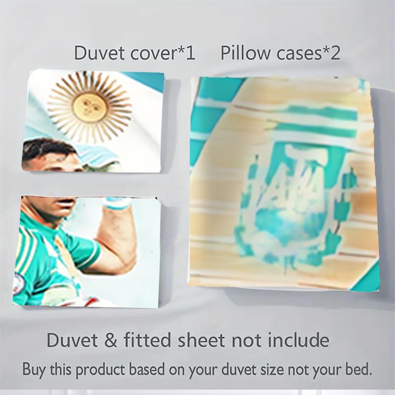 3Pcs Argentina'S Copa America Final Bedding Sets For All Sizes New 3D Printed Bed Cover Comforter Duvet Cover Pillowcase Bedroom Decoration