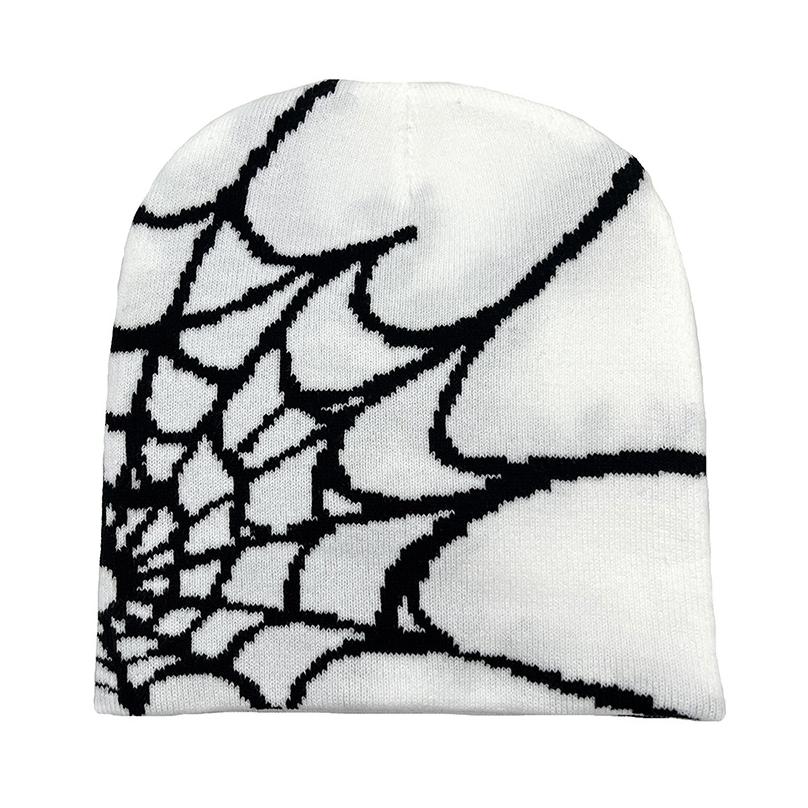Beanie Fine 2026 Hot Colorful Spider Web Jacquard Acrylic Silk Stretch Textured Charms Golf Beanie Cap