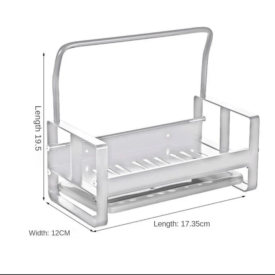 Aluminum Sponge Holder Kitchen Sink Caddy Rack Organizer Storage Rack with Drain Tray Soap Sink Drain Rack Kitchen Accessories