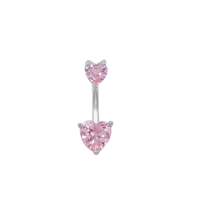 Pink Belly Button Rings Bow Heart Navel Piercing Ring For Women Girls Sexy Body Jewelry Navel Piercing Barbell Gifts