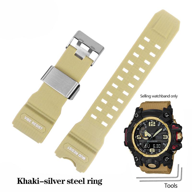 Resin Silikon Klokkereim For Casio Big Mud King GWG-1000GB Svart Gull G-SHOCK GWG-1000 Serie Gummireim med Verktøy Armbånd