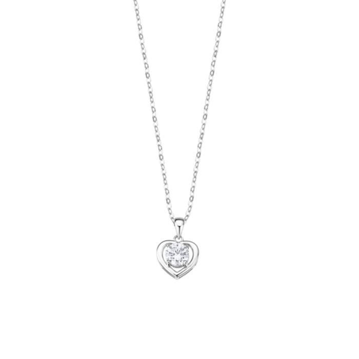 Collier - Lotus - Collier Lotus Silver Coeur - Argent 925 - Oxyde de zirconium - Blanc