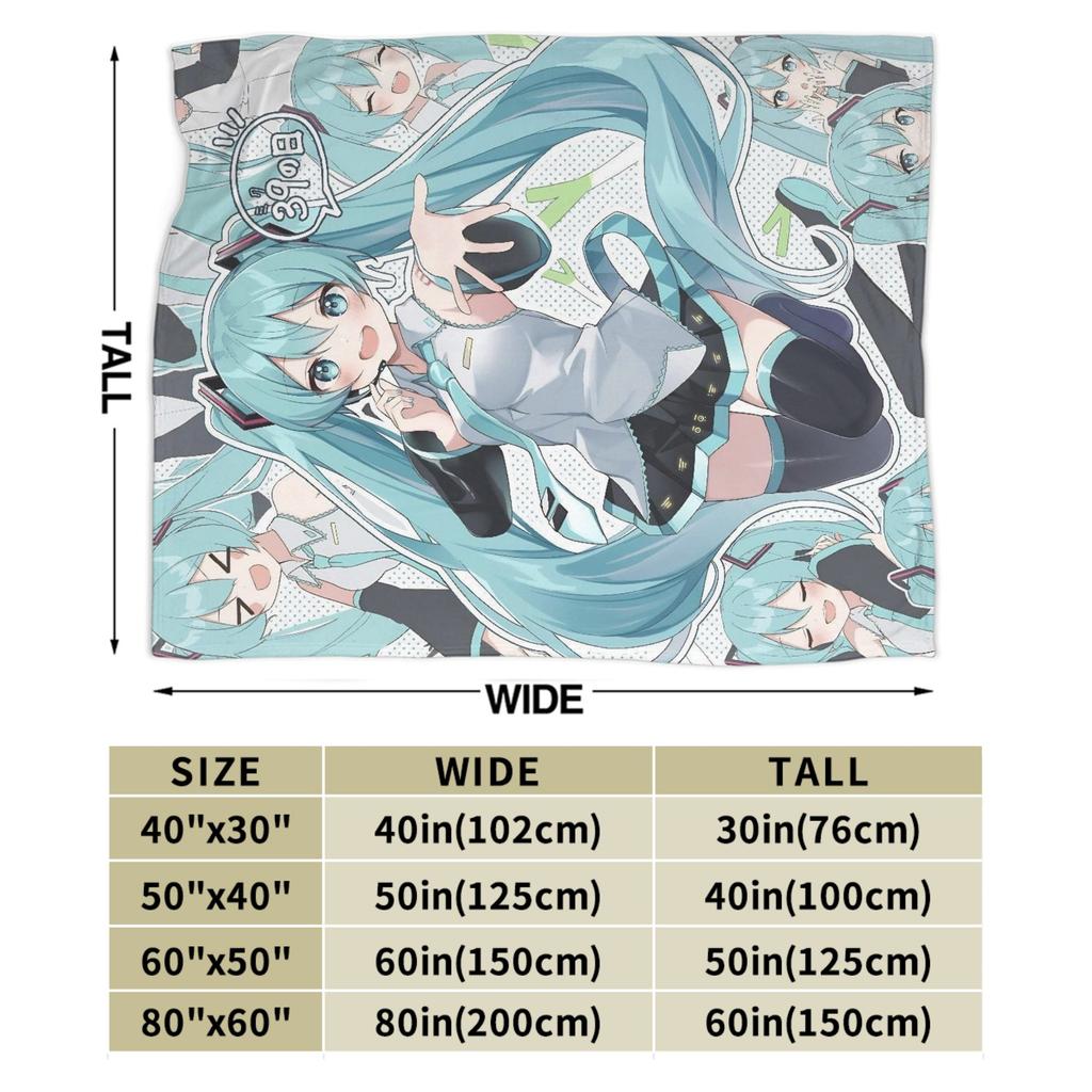 Hatsune Miku Anime Blanket Fleece Printed Multi-function Warm Throw Blanket for Home Travel Bedspread
