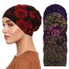Stretch Fabric Sleep Beanie Cap Glitter Floral Print Hair Care Cap Hijab Inner Undercap  Sleep Use