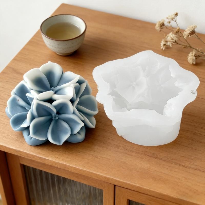 Detailed Hydrangea Designs Silicone Mould For Handmade Candle Soap And Desserts Easy To Cleaning