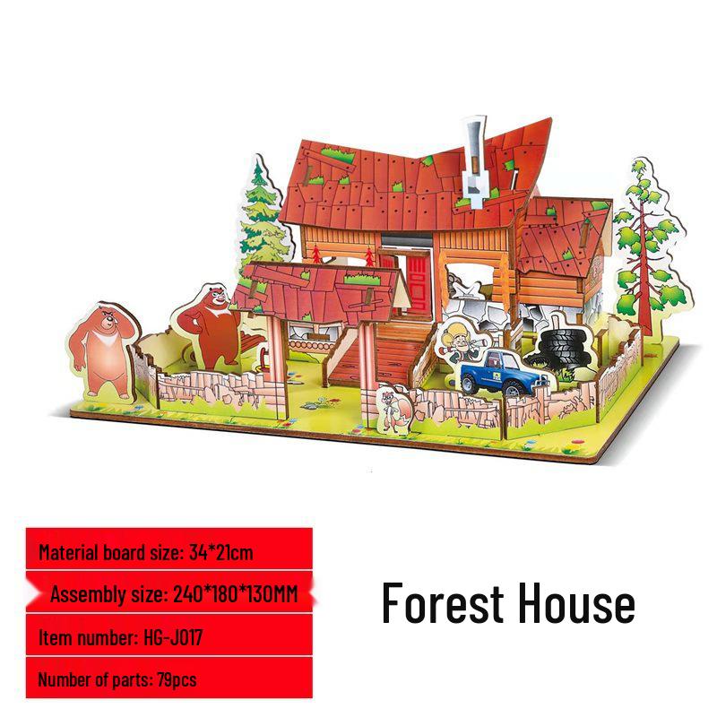 3D Wooden House Puzzle Ferris Wheel: Creative DIY Educational Toy for Parent-Child Interaction