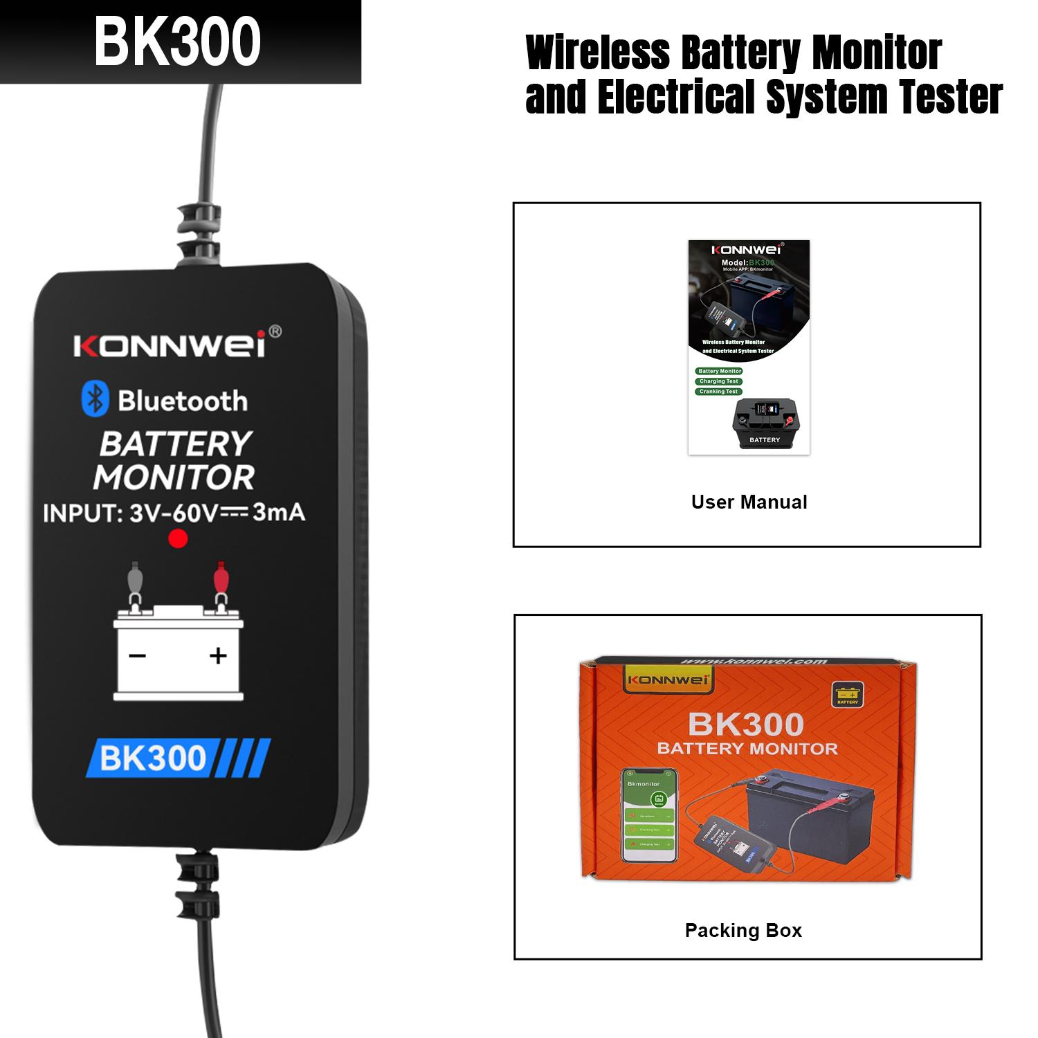 KONNWEI BK300 12V 24V Car Battery Health Monitor Tools Wireless Bluetooth 5.0 Lead Acid Starting for Android IOS KONNWEI BK300