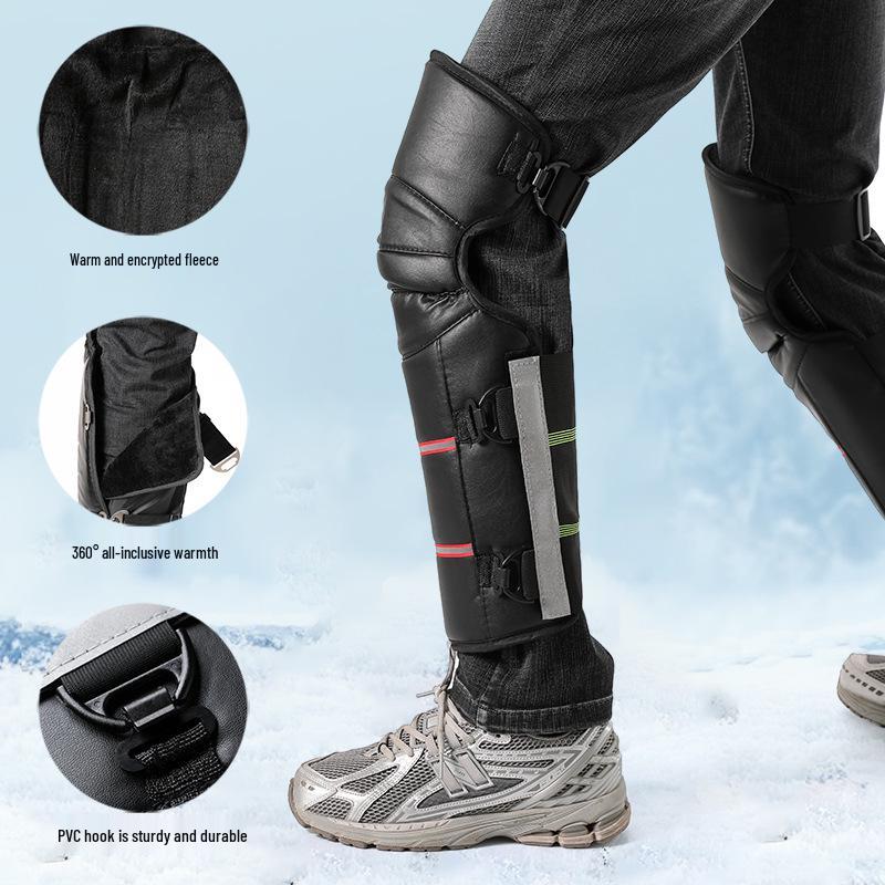 Windproof & Coldproof Electric Motorcycle Knee Pads - Warm, Rainproof, Adjustable, Unisex PU Leg Warmers for Winter Riding
