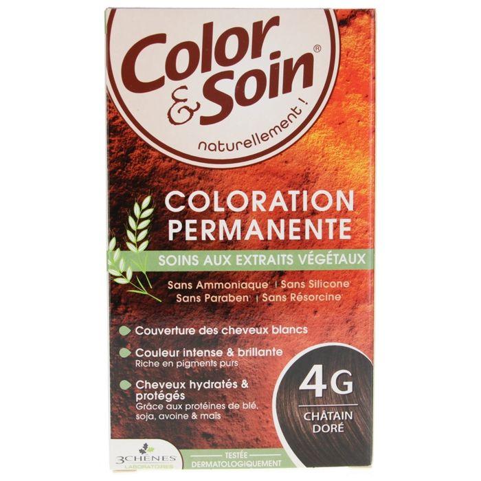 Coloration Permanente - 3 Chênes - Chatain Doré 4G - Sans Ammoniaque - Tous Types De Cheveux - Mixte