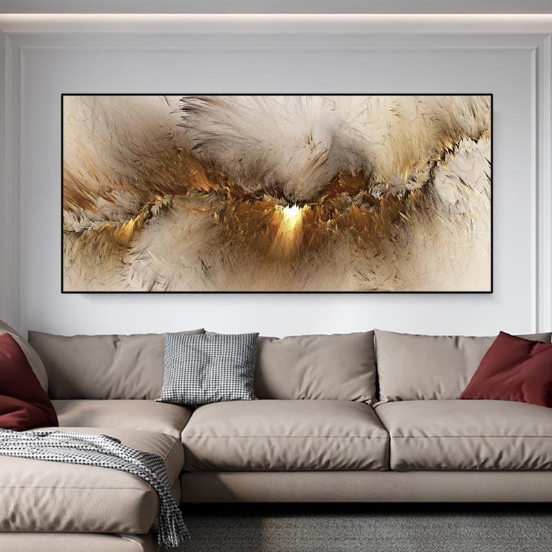 Abstract Oil Painting Gray Yellow Cloud Mural for Living Room Decoration Canvas Modern Art Poster and Print No Frame