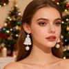 Fashion Pearl Flower Christmas Earrings Snowflake Design Irregular Christmas Tree Necklace White Long Tassel Earrings Women Gift