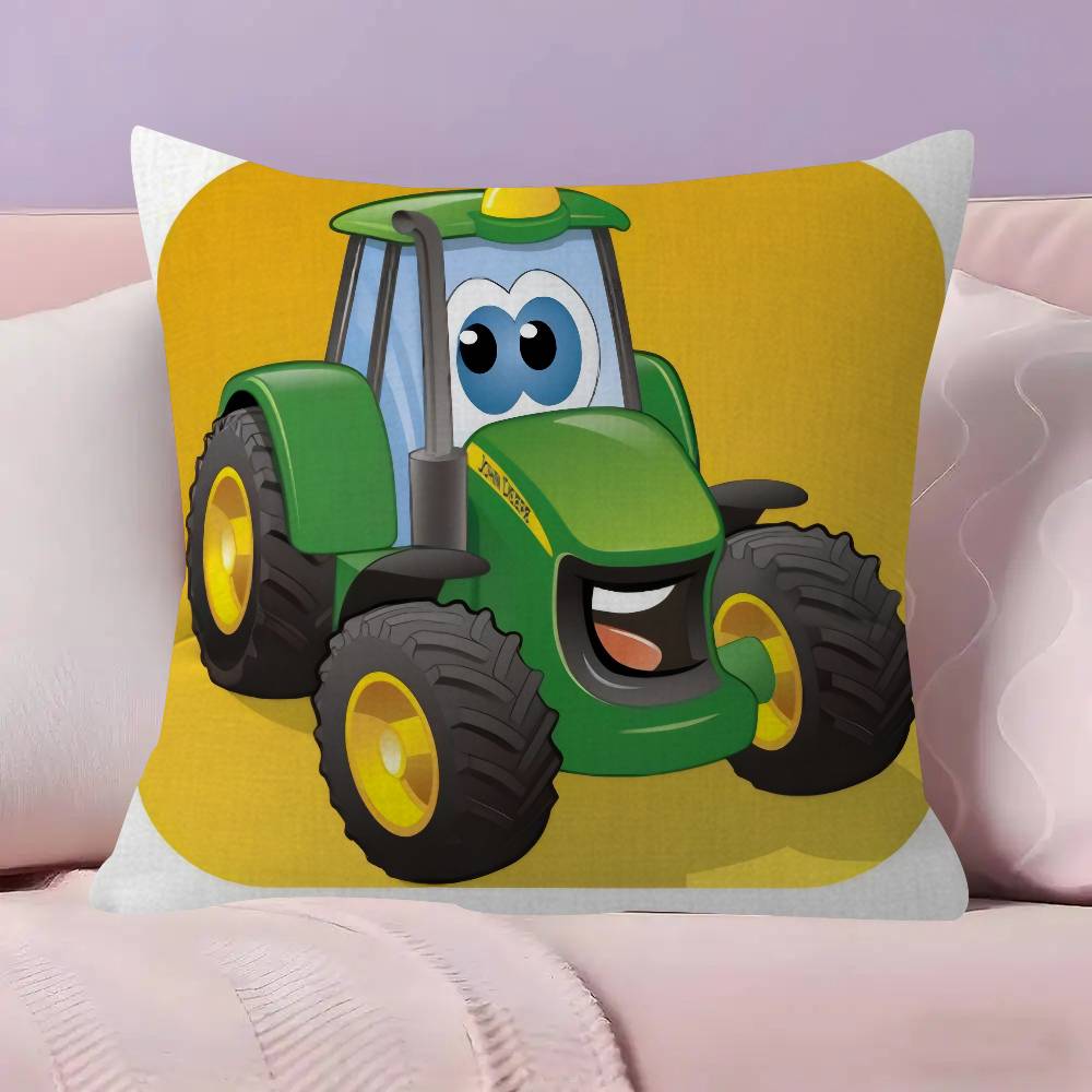 Car Tractor Decorative Double-sided Printed pillow cover Short plush Suitable living rooms bedrooms sofas throw cushion cover