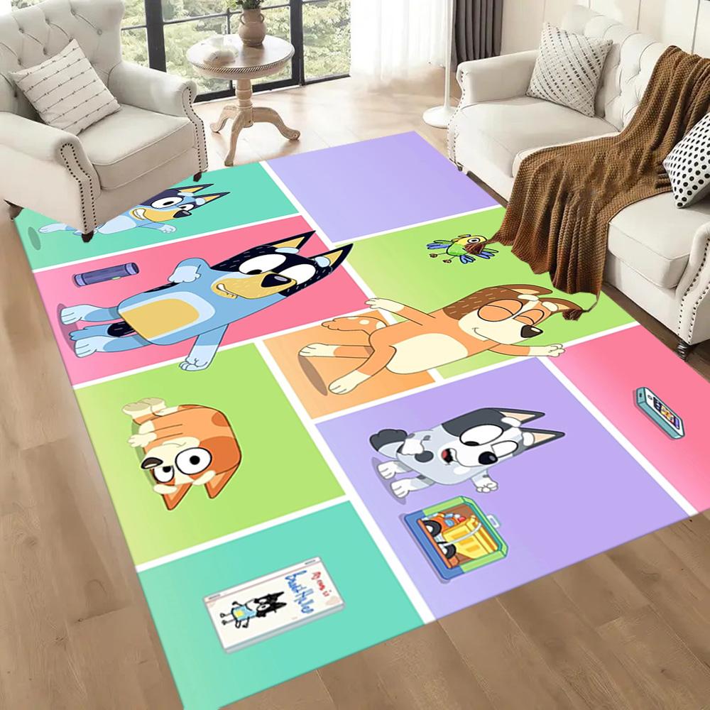 I tappeti quadrati Bluey's Playful Pals sono un'ottima scelta per soggiorni, camere da letto, arredamento della casa e come regali.