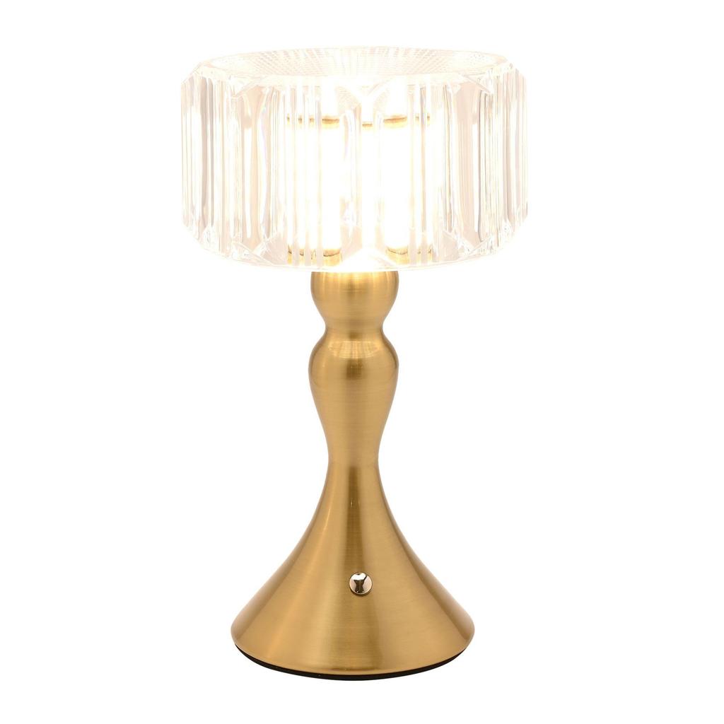Hestia Crystal Effect USB Touch Table Lamp with Curved Bronze Base