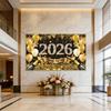 Happy New Year 2026 Banners With Balloon Pattern Decoration For Outdoor Indoor Festives Event Photoshoot Backdrop Favor