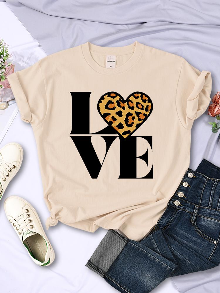 Vintage Leopard Love Forever Women T Shirt Fashion Casual Short Sleeve Hip Hop Cool Clothes Breathable Oversize Tshirt Female