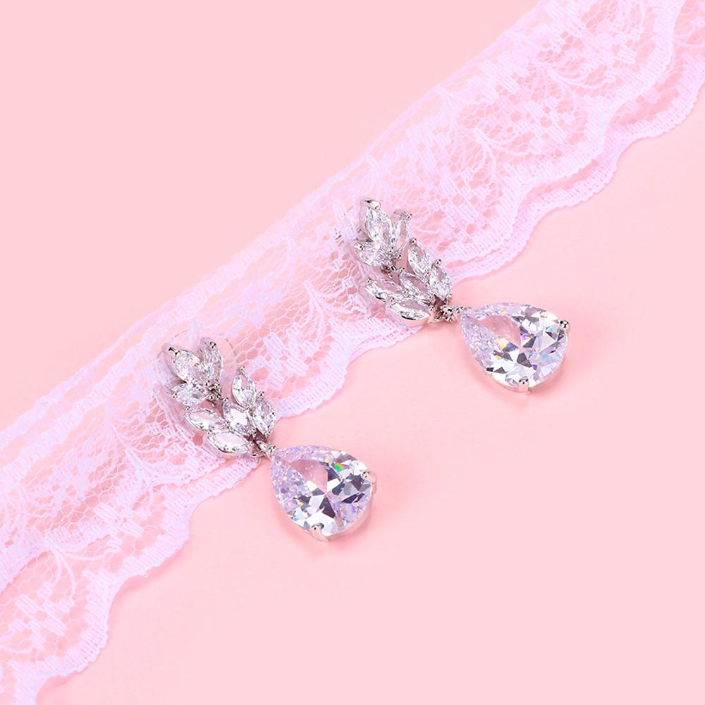 

Gift Christmas Zircon Bridal Wedding Jewelry Dangle Earrings Long Earrings Earrings Drop Earrings серебряный
