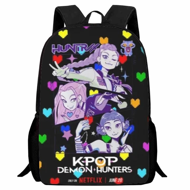 Printed Witch Hunters Student School Bag, Cartoon K-Pop Backpack Lightweight Casual 123Rd Grade Male