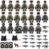 24 Building Block Minifigures Black Swat Special Forces Riot Military Scene Boy Toy Pyp