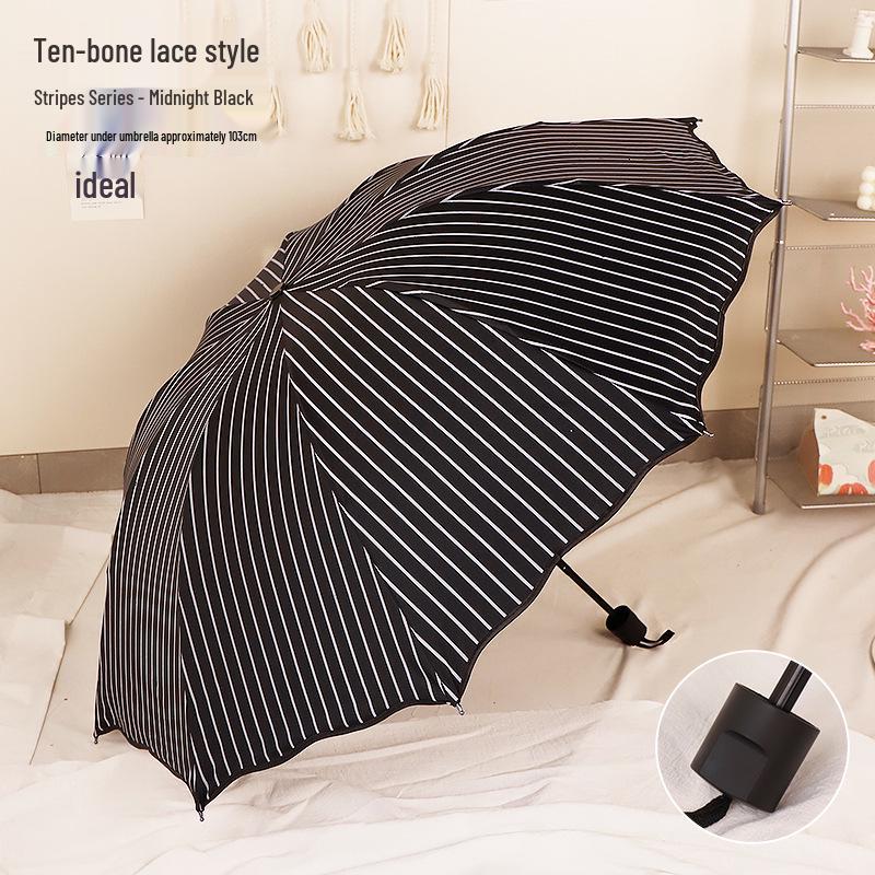 Compact Dual-Use Women's Parasol: Rain & Sun Protection, UV Shield, Korean Style, Fresh Folding Design, Elegant & Practical.