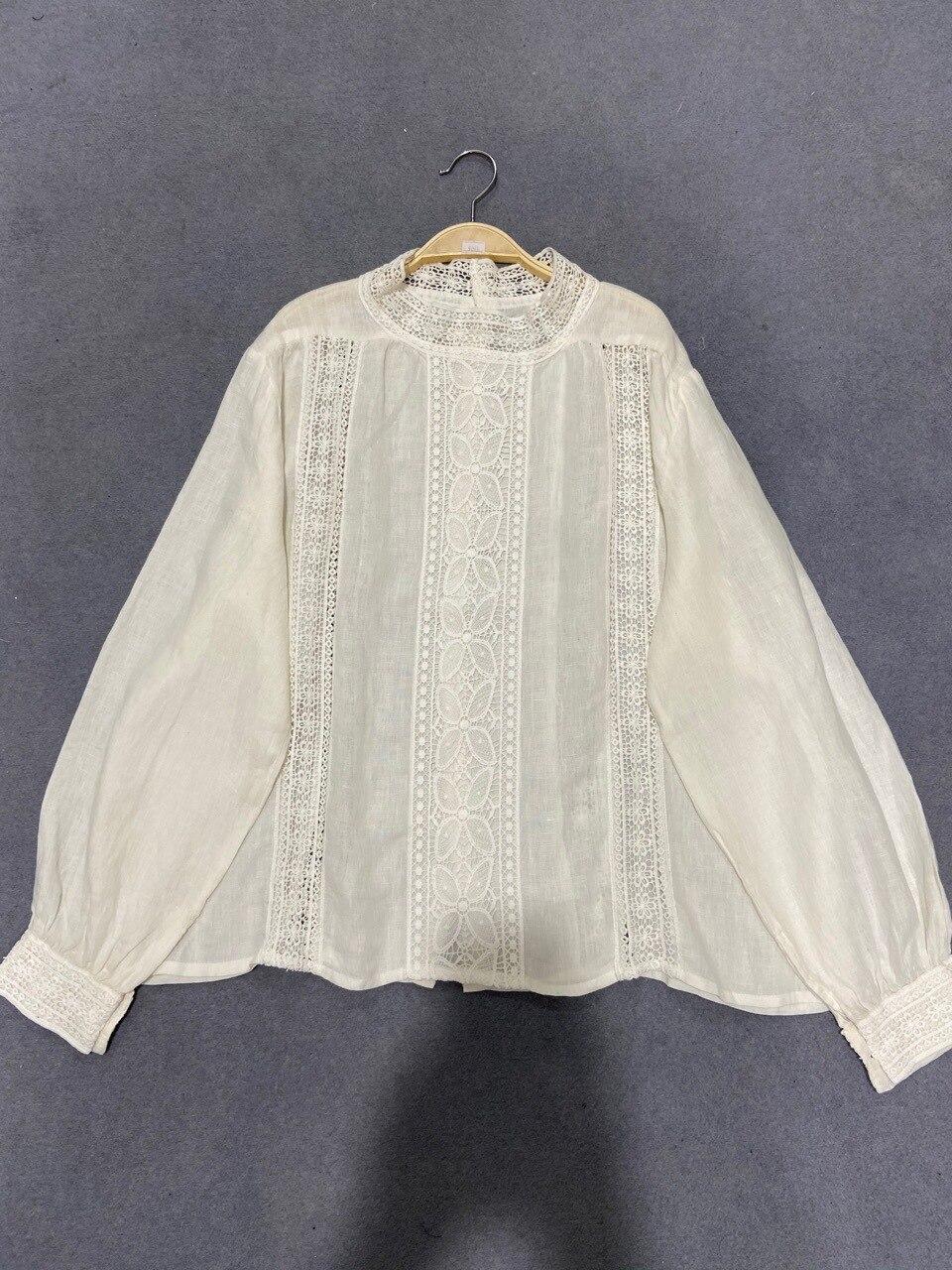 

Johnature Mori льняные свободные женские рубашки с вырезами, весенне-осенние свободные винтажные однотонные женские блузки One Size белый