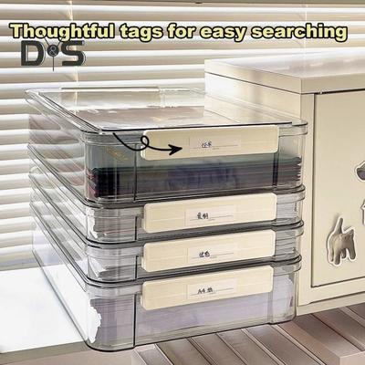 File Storage Box Plastic Snap-On Design Stackable Transparent Document Storage Box Large Capacity File Organizer