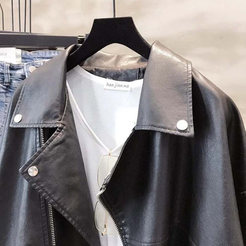 Leather Jacket for Women Autumn Winter Windbreaker Oversize Waterproof Casual Jacket