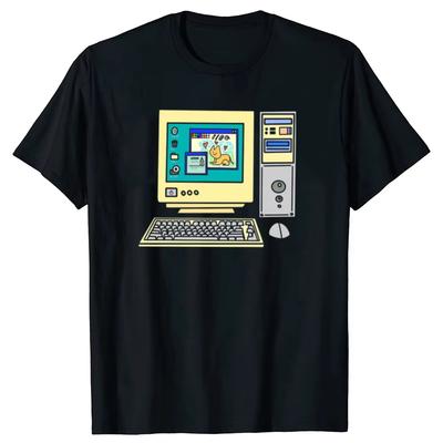 Funny An Old Computer That I Miss T Shirts Men Women Pure Cotton Humor Streetwear Tee Shirt Short Sleeve Unisex Loose Clothing