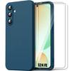 Case + 2 Tempered Glasses for Samsung Galaxy S24 FE (not for S24) - Silicone Ultra Fine Lightweight Shockproof - Navy Blue