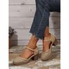 European and American Fashion Foreign Trade Large Size High Heel Strap Sandals Women's Cross-border New Summer Baotou Block Heel Sandals