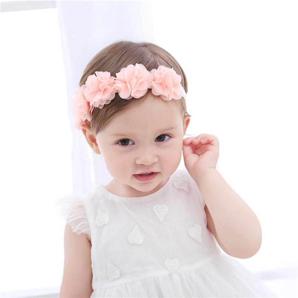 Children Newborn Toddler Baby Flower Headband Pink Ribbon Hair Bands Handmade DIY Headwear Head accessories