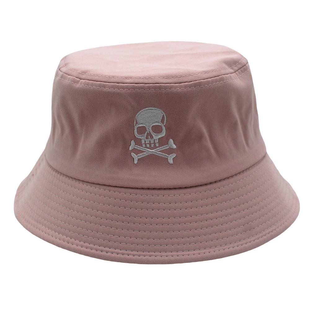 Simple Hat Fisherman With Solid Color Design And Skull Embroidery For Daily