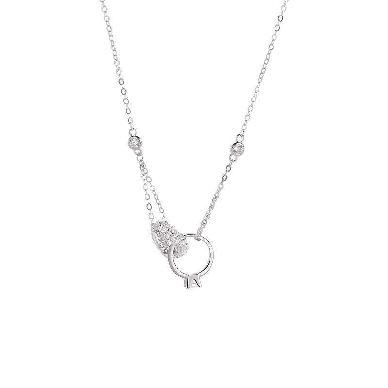Eternal Heart Diamond Ring Pendant: S925 Sterling Silver Necklace for Women
