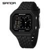 Sanda Creative Square Multifunctional Dual Display Student Watch - Countdown, Alarm, Waterproof, Trendy Electronic Timepiece.