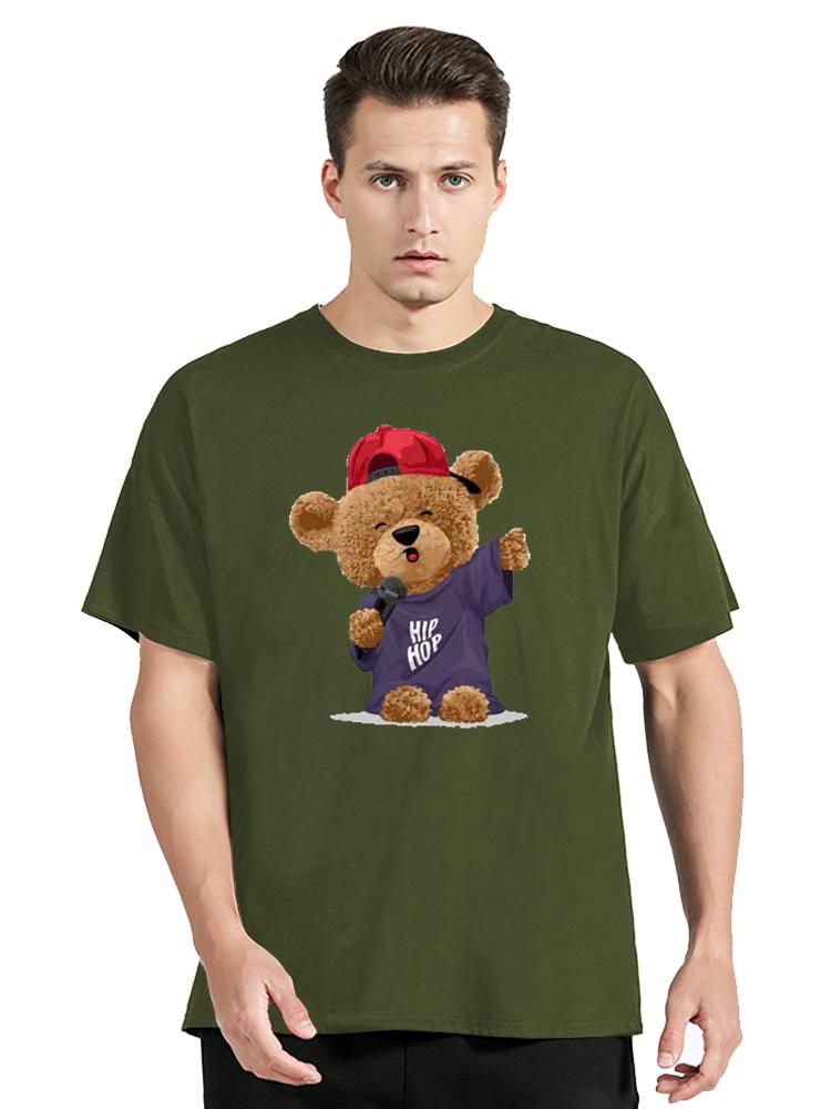 Cool Bear In Rocker Style With Electric Guitar TShirt Hip Hop Rock Cotton Tops Tees Mens Clothing Oversized Tshirt