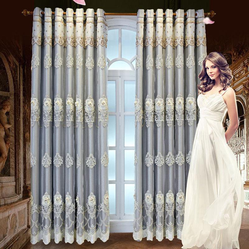 Európai stílusú függönyök sötétítő ruha fonal dombornyomott hímzés nappali hálószoba luxus függönyrúd