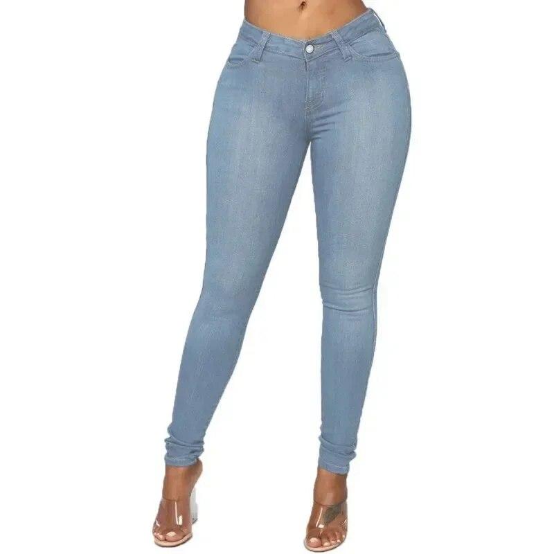 Sexy High-waist Pencil Pants Office-lady Trousers Fashion Denim Jeans Casual Slim Ladies Jeans Streetwear Women Pantalon 30206