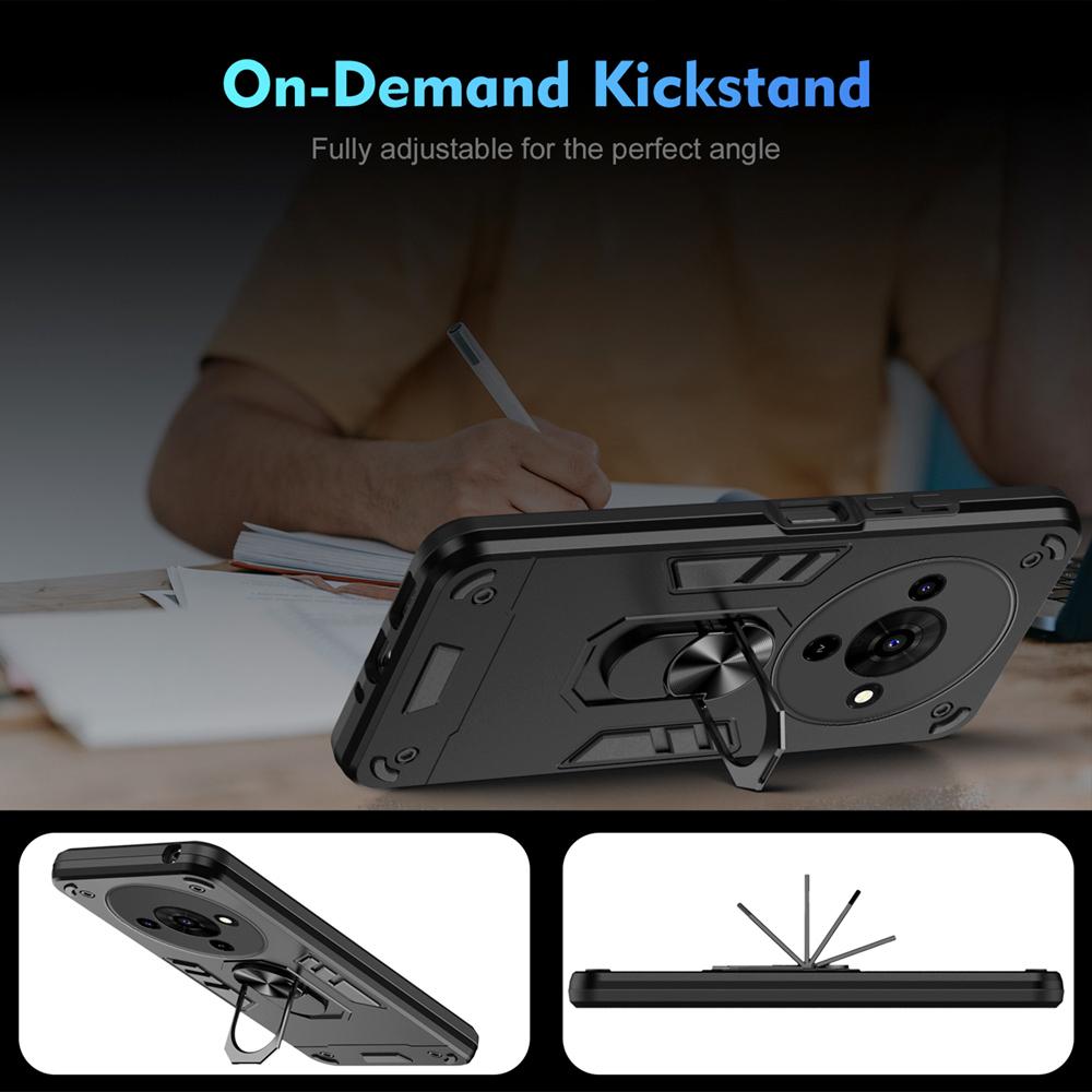 KEYSION Shockproof Armor Case for ZTE Blade A76 5G Soft Silicone+PC Metal Ring Stand Phone Back Cover for ZTE Blade A76 5G