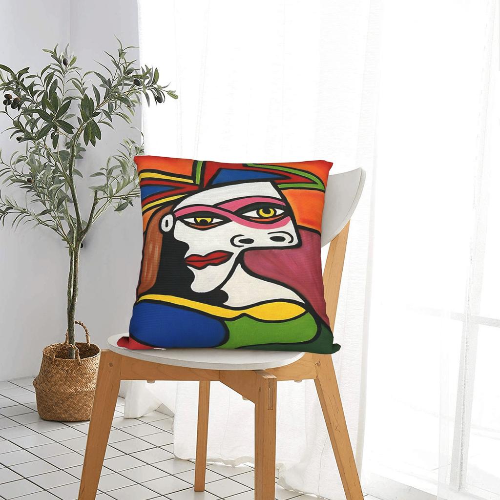 Picasso Funky Art Lady Hat Square Pillow Case Cushion Covers Custom Zippered Decorative Pillowcase For Sofa 40*40Cm