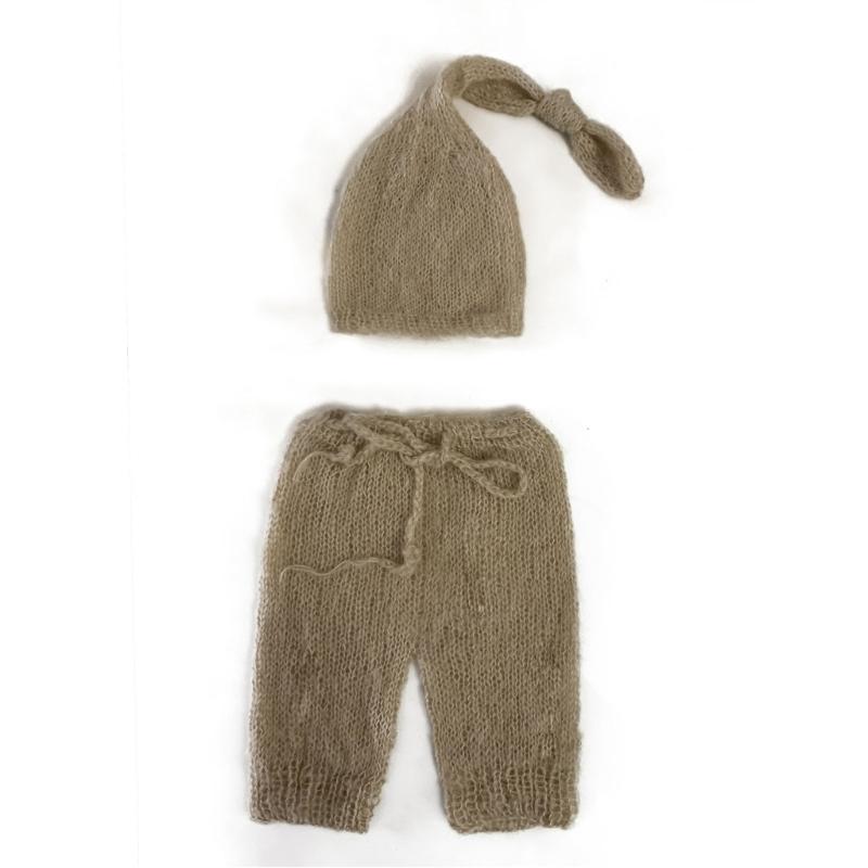 0-2 Monate Baby Foto Kleidung Strick Mohair Jumpsuit Mütze Neugeborenen Fotografie Kostüm Set Säugling Foto Outfit 2tlg