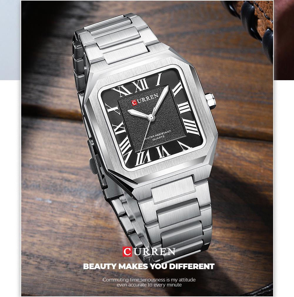 CURREN 8482 Men's Waterproof Quartz Wristwatch with Steel Band – Casual Design