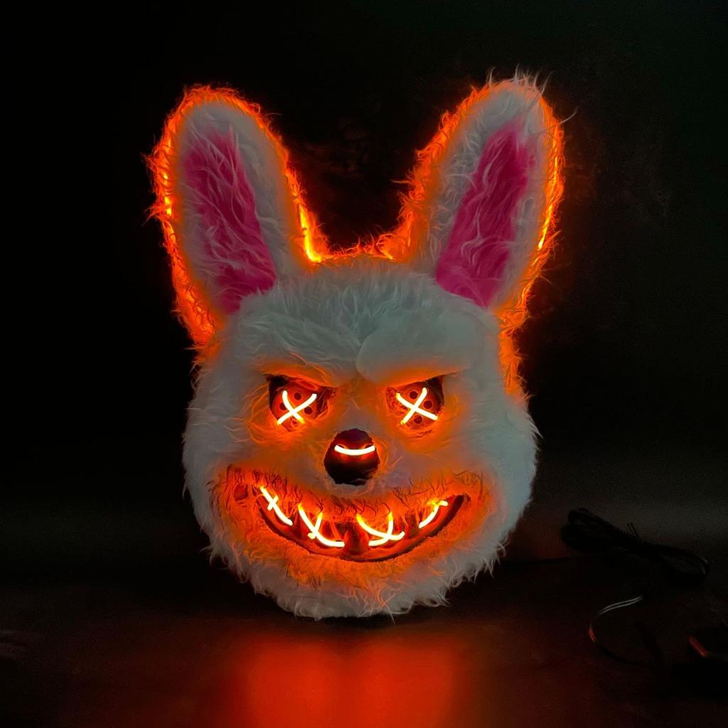 Mask Glowing Mask Halloween Mask Monster Rabbit Funny Kids Mask Realistic Party Event Scary Mask Costume Accessory Mask Tool Halloween Glowing Dance