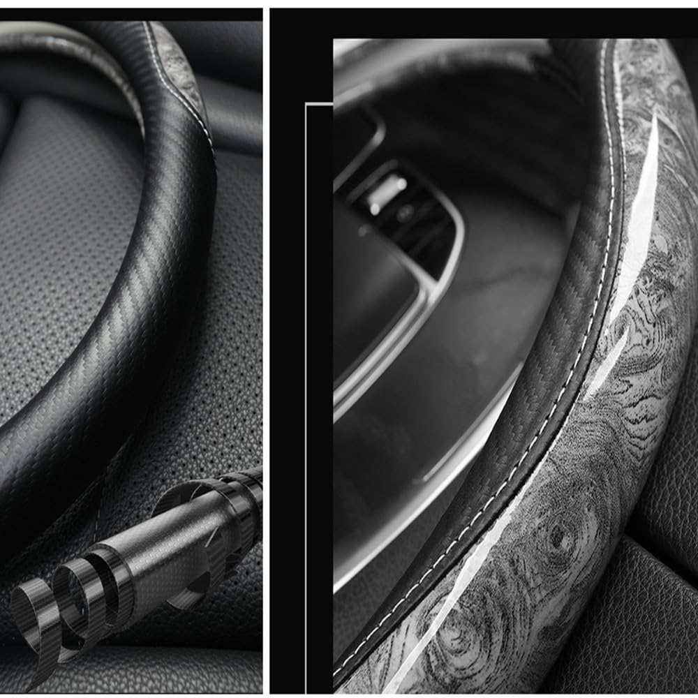TATACLEA Wood Grain Steering Wheel Wood Grain for Kei Microfiber Excellent Coffee B Cover, Style, Cars, Leather, Non-Slip, Stylish, Breathable,