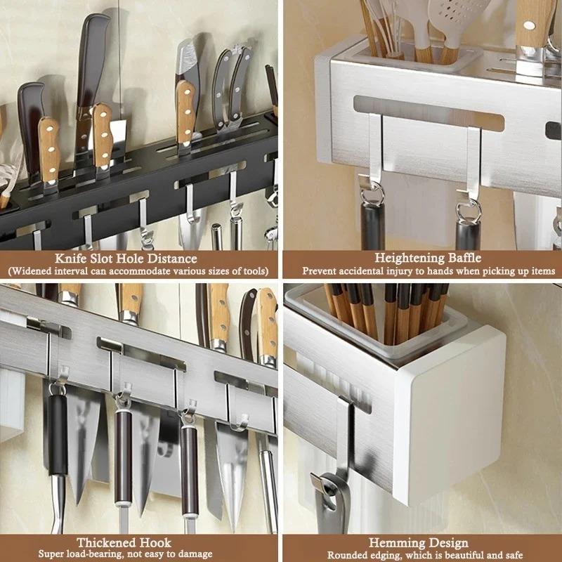 Kitchen Hooks Rack,Wall Mounted Drill-free Kitchen Utensils Storage Row Hook Holder,Bathroom Robe Towel Coat Hangers