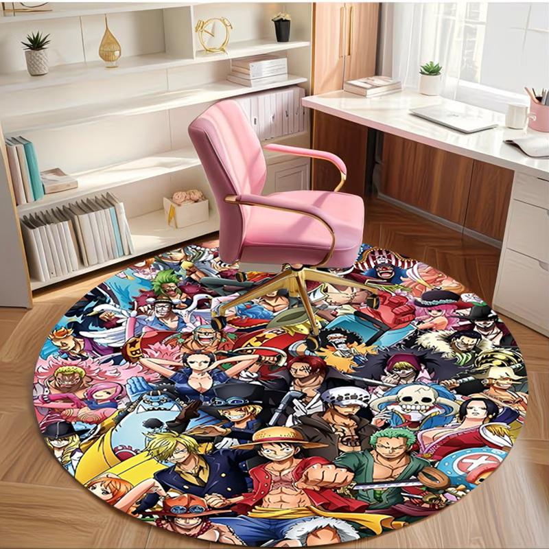 One Piece Druck Runder Teppich, Waschbarer Bodenläufer, Für Eingangsbereich Studentenwohnheim Waschküche Büro Arbeitszimmer, Heimdekoration Geburtstag Weihnachtsgeschenk