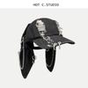 Denim Distressed Baseball Cap With Chain Accent Curved Brim Anime-Inspired Punk Style Women