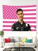 1pc MAGJIUKE Tim Bradford American Pink Flag Tapestry 90g Polyester Plane Print Art Wall Decor for Dorm Bedroom Living Room I