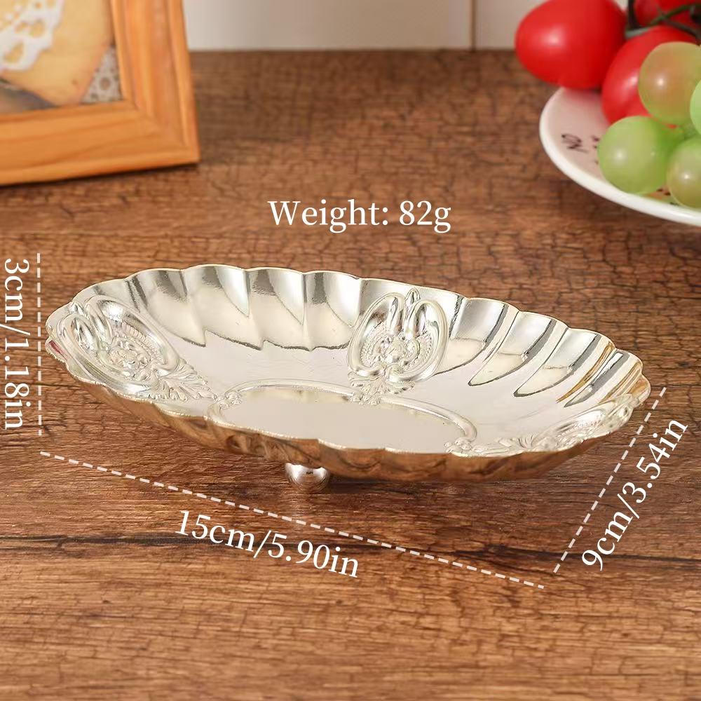 European Fruit Plate,Golden Alloy Exquisite Luxury Shell Shape Tray,Food Snack Candy Disc,Wedding Cake Disc Desktop Decoration