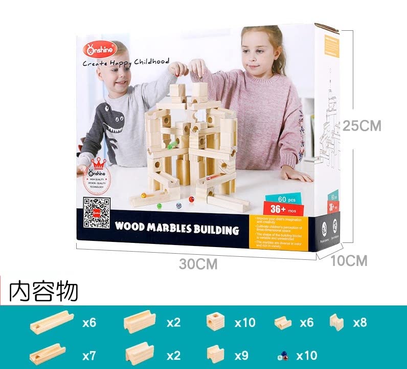Dřevěné bloky 60PCS Stavební bloky Slope Hračka Montessori Japonsko Bezpečnost Kontrolováno Ms.0