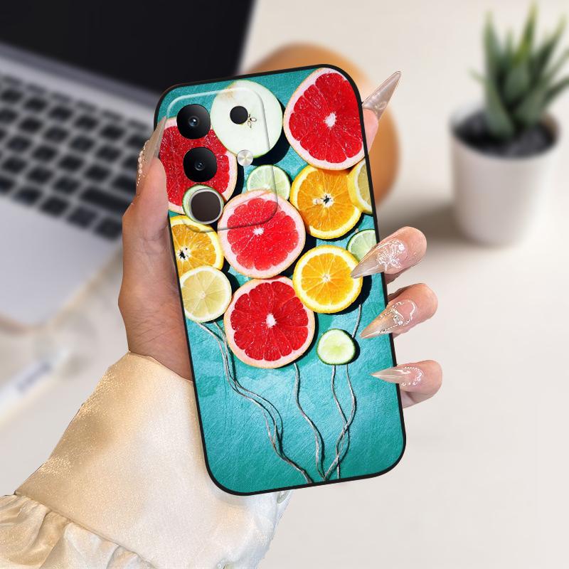 Pro vivo Y29 4G Pouzdra Y 29 Roztomilý Kreslený Potisk Černé Měkké Silikonové TPU Kryt Telefonu Pro Vivo T4x 5G Ochranné Pouzdro Fundas Case Capa